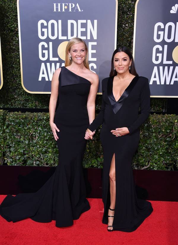 Reese Witherspoon e Eva Longoria no Globo de Ouro 2018