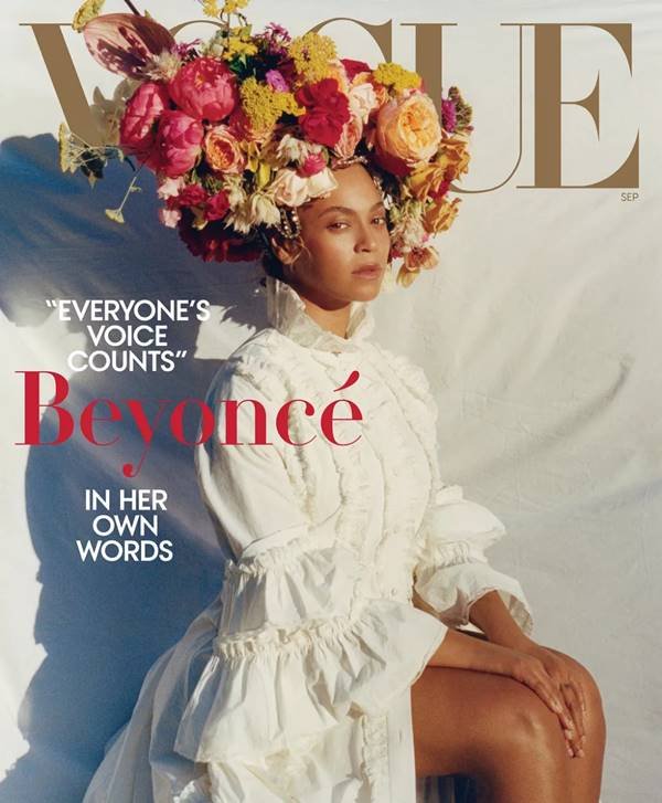 Beyoncé na edição de setembro de 2018 da Vogue estadunidense, fotografada por Tyler Mitchell