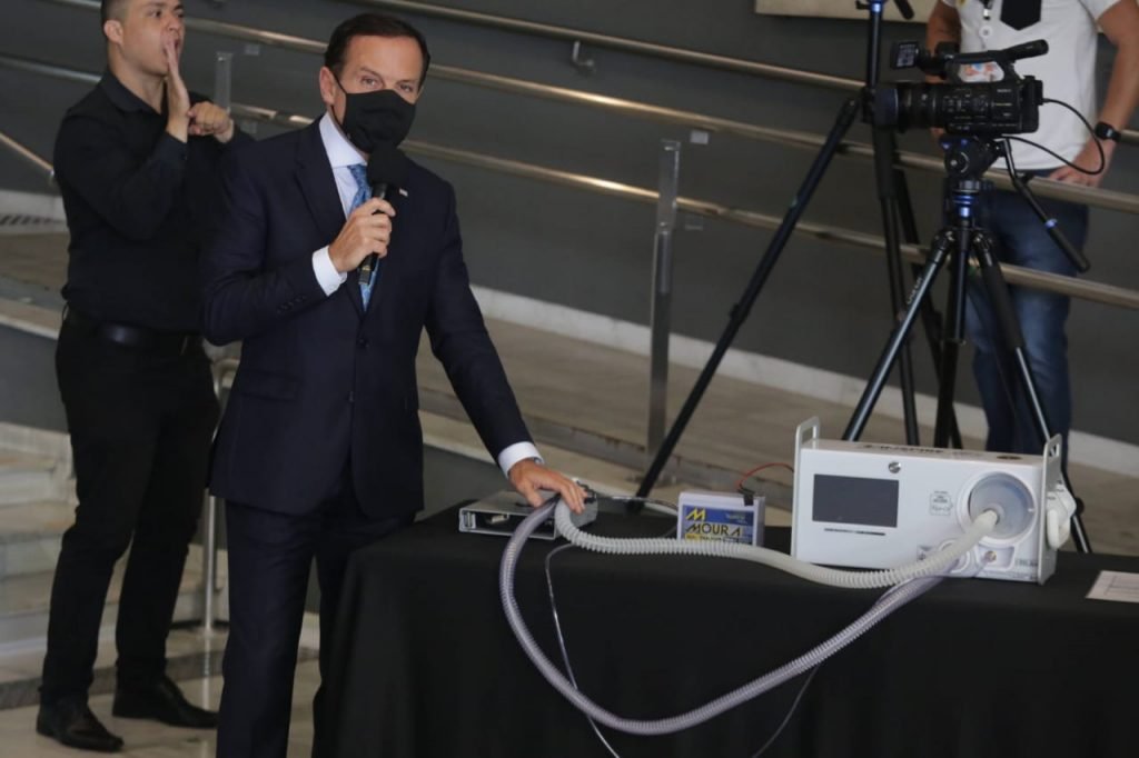 O governador de São Paulo João Doria, em coletiva sobre as restrições contra o coronavírus no estado.