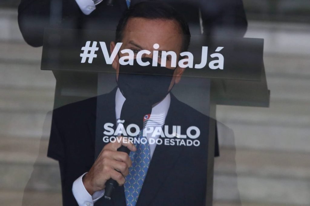 O governador de São Paulo João Doria, em coletiva sobre as restrições contra o coronavírus no estado.