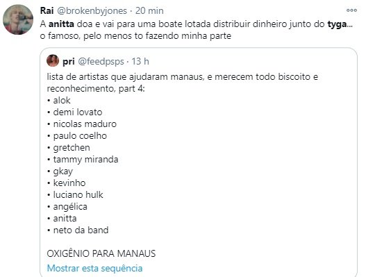 Anitta é criticada por internautas