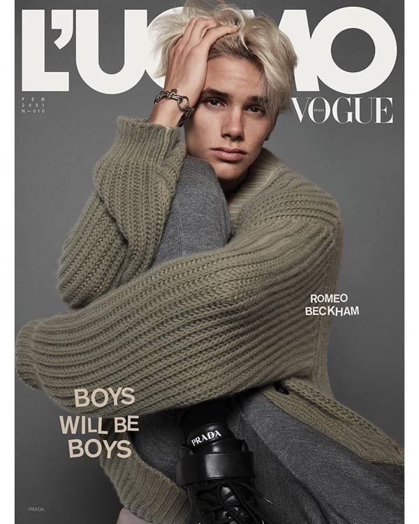 Romeo Beckham na capa da revista L'Uomo Vogue