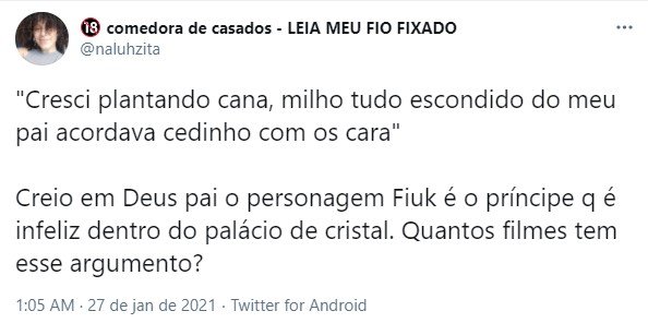 comentários no Twitter sobre Fiuk