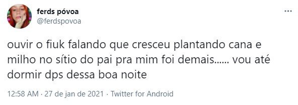 comentários no Twitter sobre Fiuk