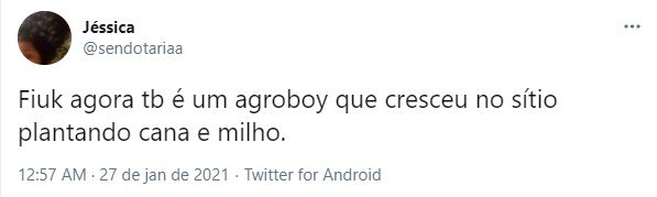 comentários no Twitter sobre Fiuk