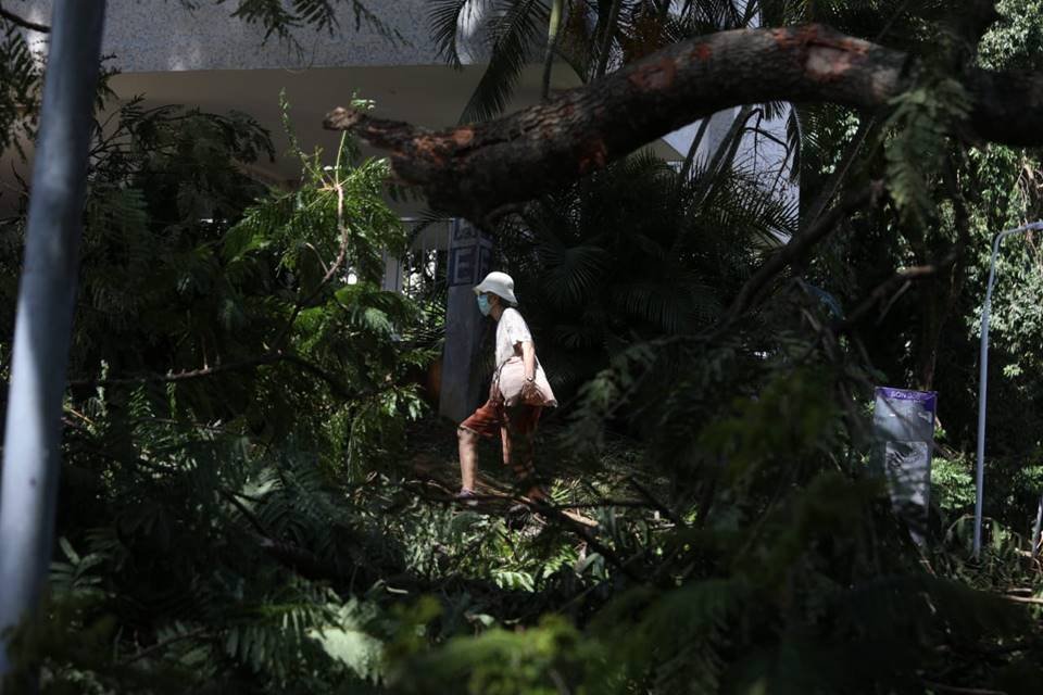 Estragos causados na 306 Norte após forte chuva