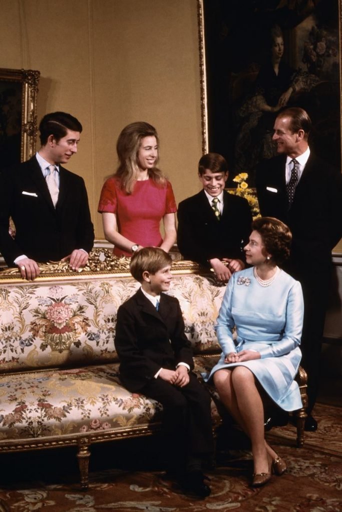 The royal family, Queen Elizabeth and Prince Philip with their children Charles, Anne, Andrew and Edward