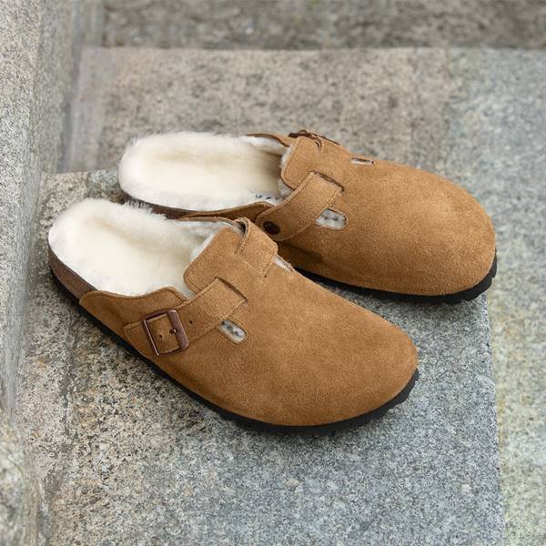 Sandálias Boston com forro de shearling, da Birkenstock