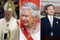 Papa Francisco, rainha Elizabeth e Naruhito
