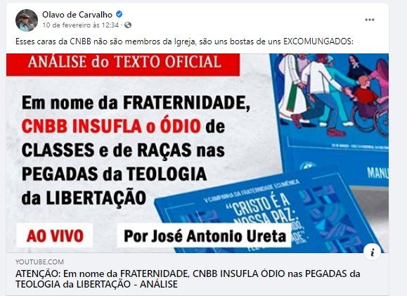 olavo de carvalho ataca cnbb