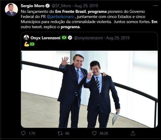 moro e bolsonaro no twitter