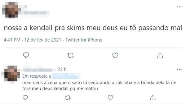 Reação de usuários do Twitter a foto de Kendall Jenner