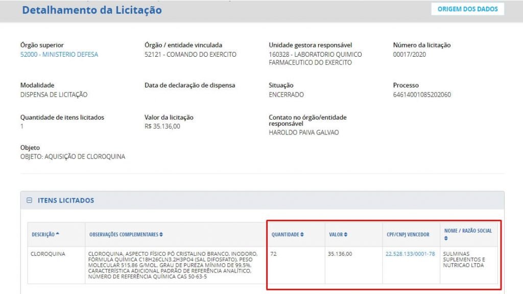 Captura de tela do Portal da Transparência