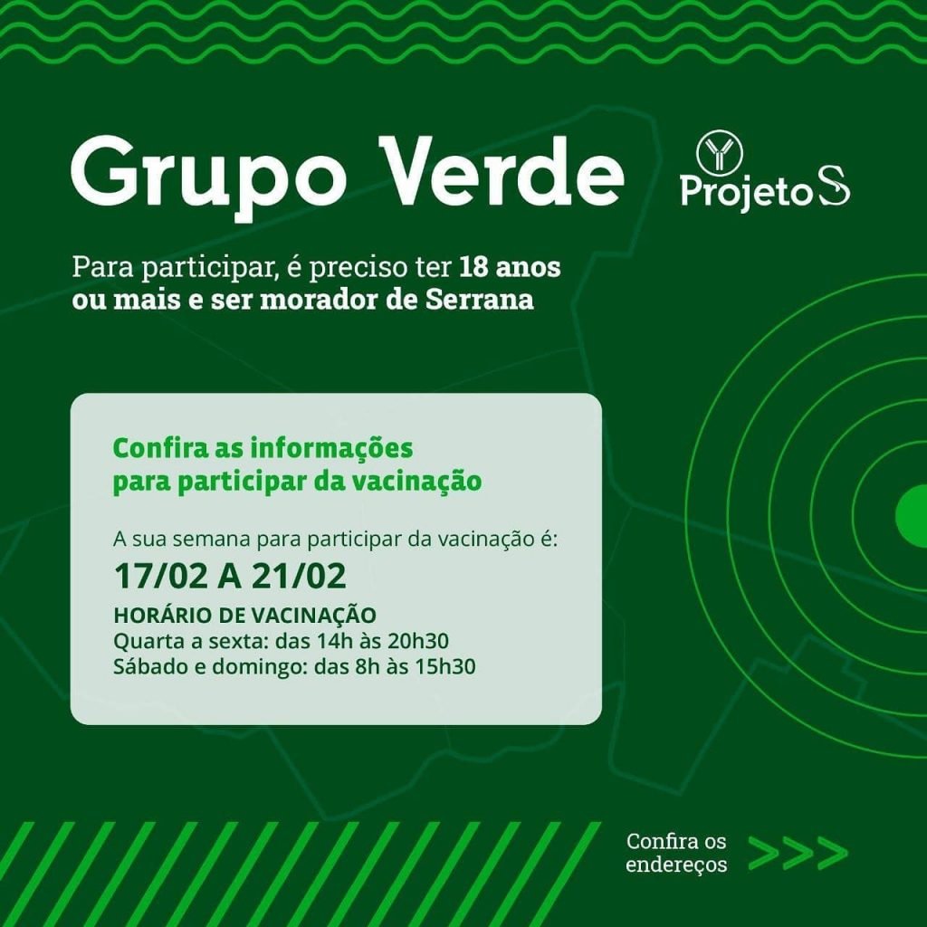 Cronograma de vacinação pelo Projeto S em Serrana (SP)