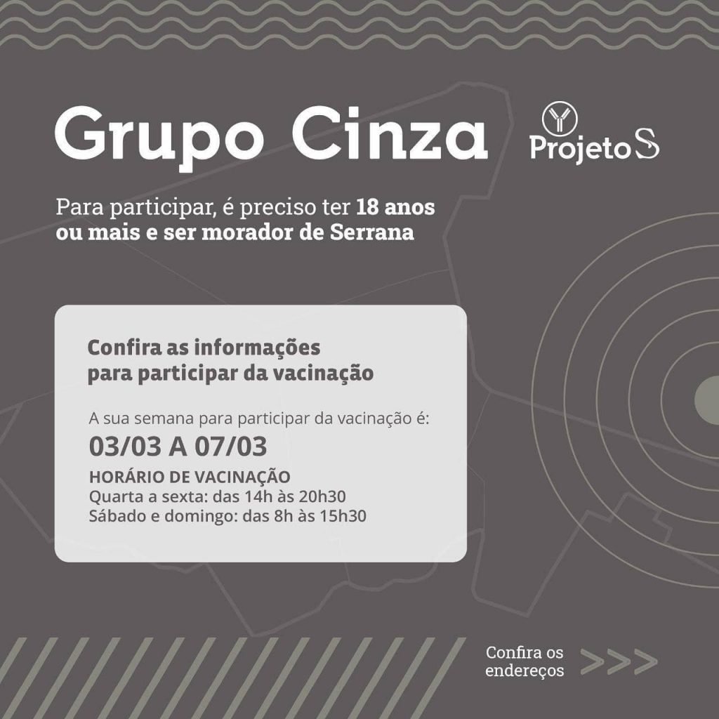 Cronograma de vacinação pelo Projeto S em Serrana (SP)