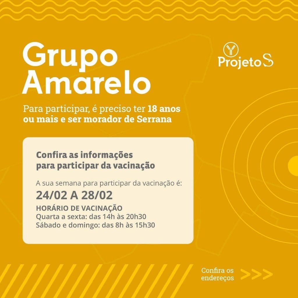 Cronograma de vacinação pelo Projeto S em Serrana (SP)