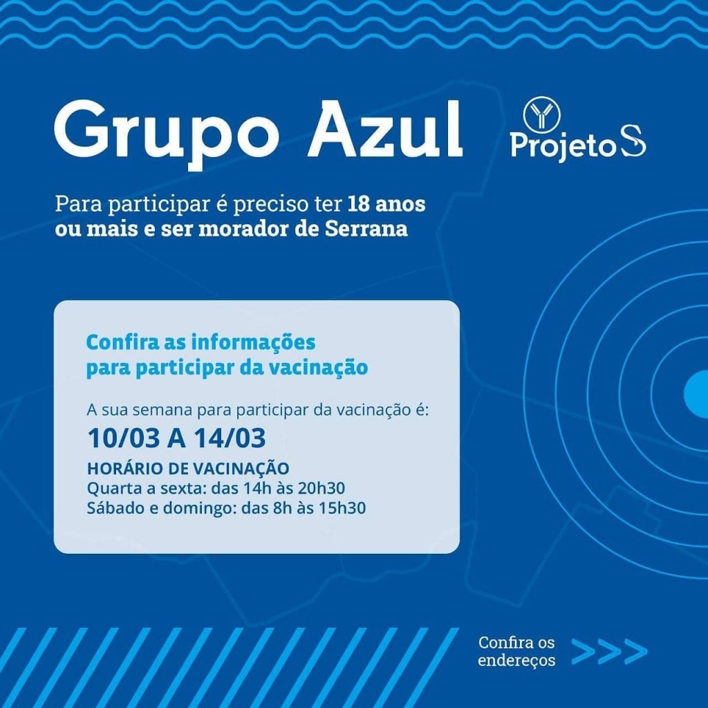 Cronograma de vacinação pelo Projeto S em Serrana (SP)