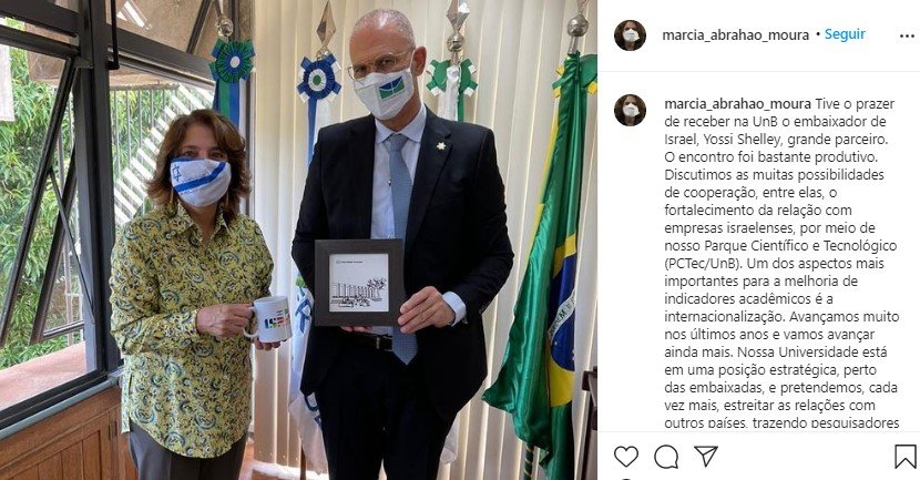 Postagem da reitora Márcia Abrahão