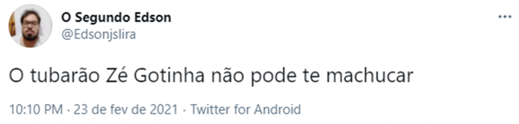 Tuíte com a frase