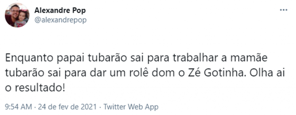 Tuíte com a frase