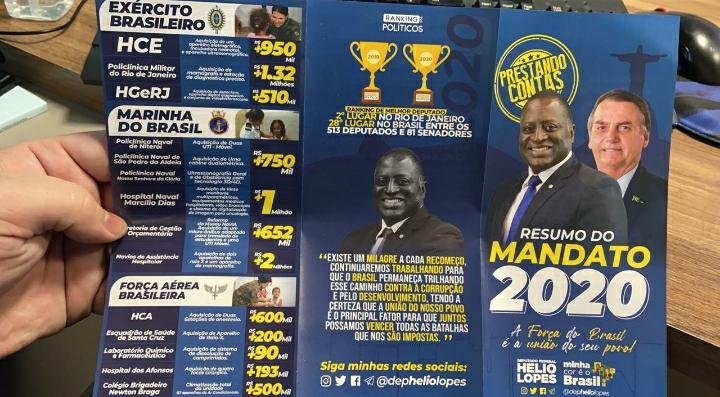 Deputado Hélio Lopes diz ter impresso 39 mil exemplares desse folder