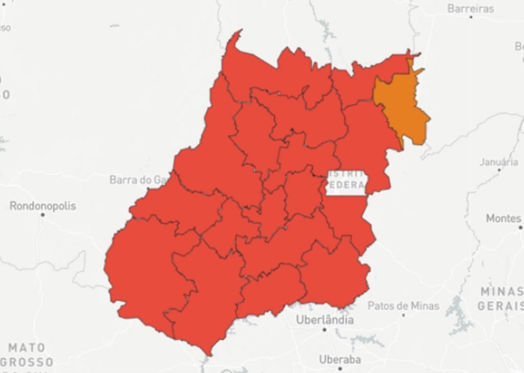 Mapa de gravidade da pandemia em goiás