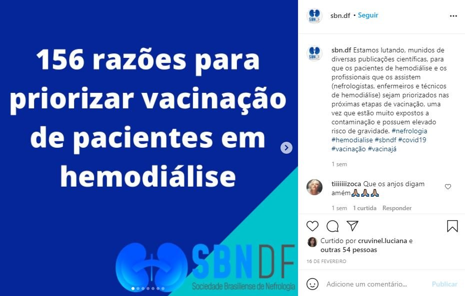 Sociedade Brasiliense de Nefrologia cobra inclusão de pacientes que fazem hemodiálise na vacinação contra Covid-19