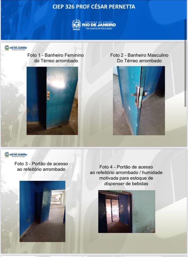 Relatório da Secretaria Estadual de Educação mostra escola depredada depois de show de Belo