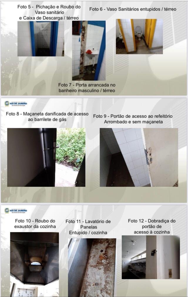 Relatório da Secretaria Estadual de Educação mostra escola depredada depois de show de Belo