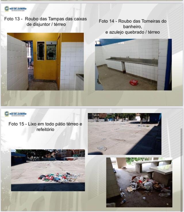 Relatório da Secretaria Estadual de Educação mostra escola depredada depois de show de Belo