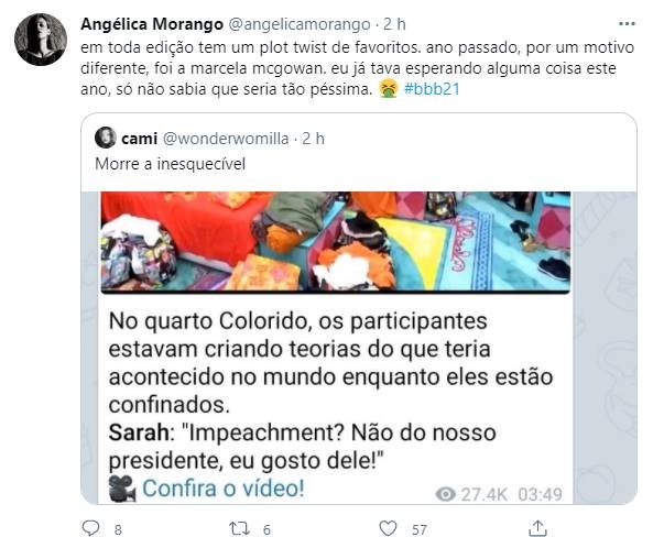 Famosos sobre Sarah apoiar Bolsonaro
