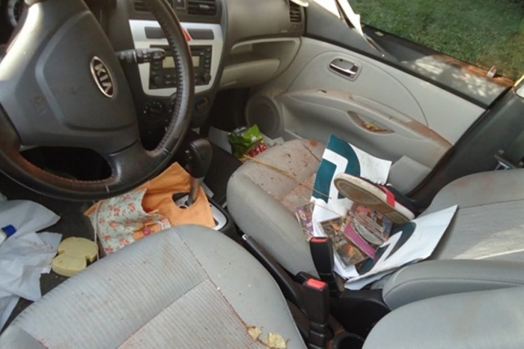 interior do automóvel que era dirigido por pedro leonardo em 2012, quando ele sofreu acidente voltando de um show em uberlândia
