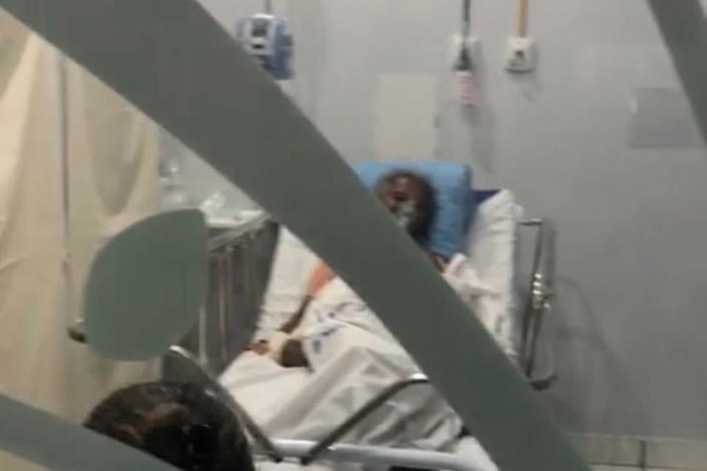 paciente grave com covid-19 que aguarda leito de UTI, em Inhumas, Goiás