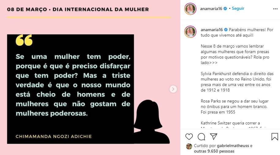 Famosas sobre Dia Internacional da Mulher