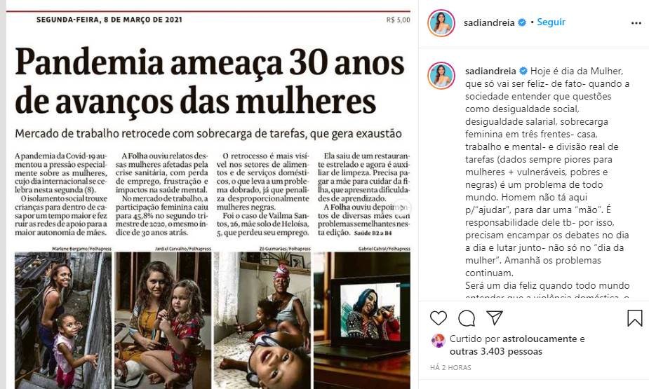 Famosas sobre Dia Internacional da Mulher