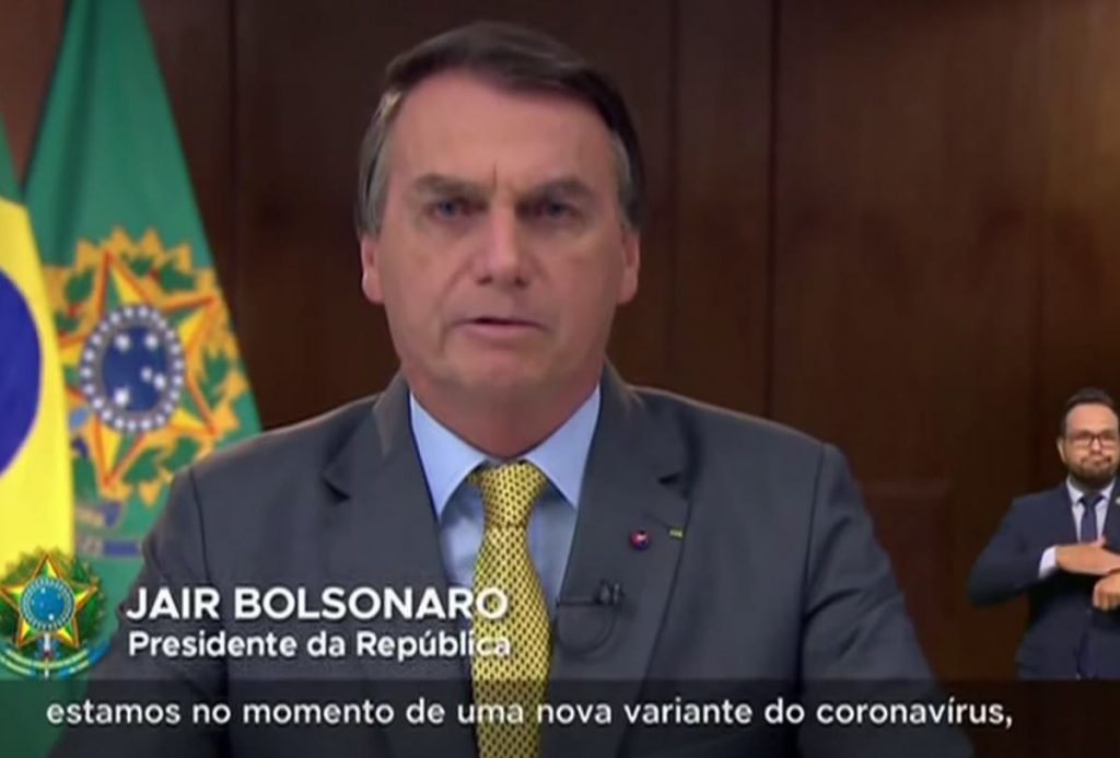 Jair Bolsonaro durante pronunciamento em rede nacional