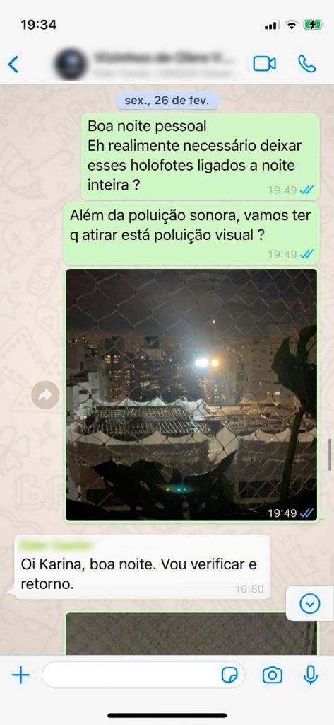Conversas de WhatsApp entre moradores e construtora Even