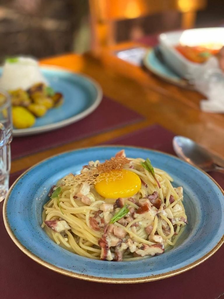 Espaguete alla Carbonara di pulpo do Cantucci Osteria