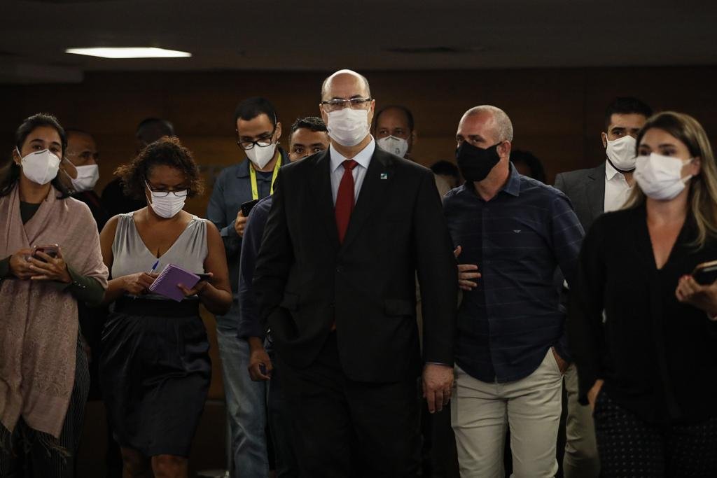 Wilson Witzel, governador do Rio afastado, em julgamento no Tribunal de Justiça