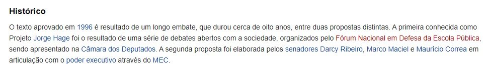 Trecho de parágrafo incluído no site Wikipedia, em 2006