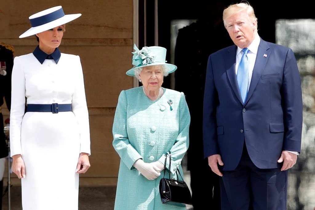 Melania Trump, rainha Elizabeth e Donald Trump