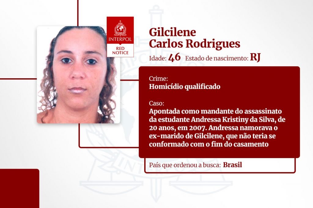 Gilcilene Carlos Rodrigues - lista de brasileiros na Interpol