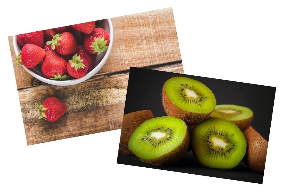frutas vermelhas e kiwi
