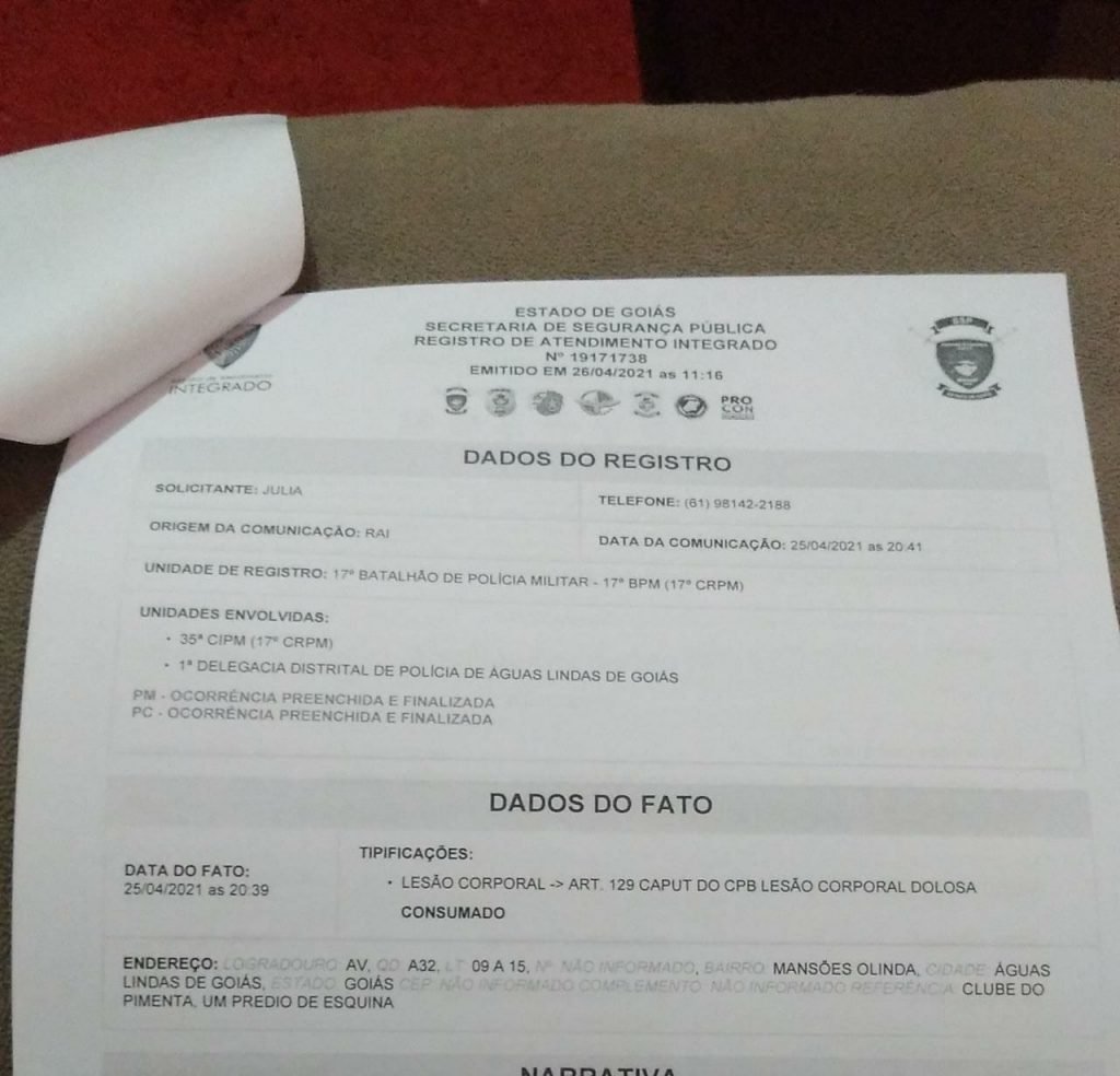 goias jovem agredida registra b.o contra amigo do namorado