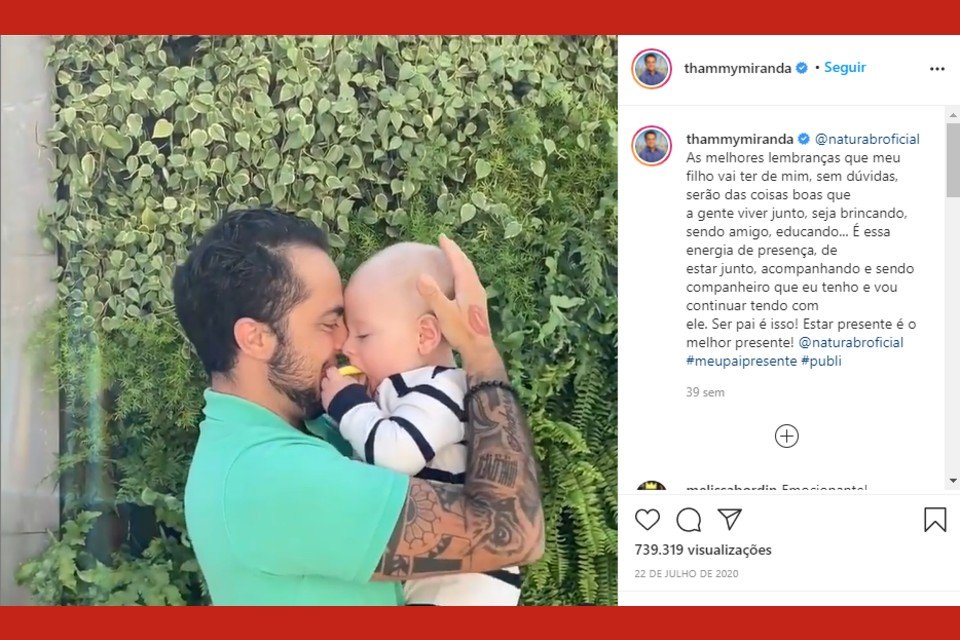 Peça publicitária em rede social com Thammy Miranda