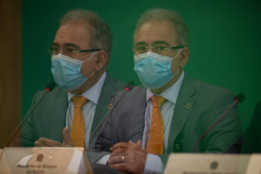 Marcelo Queiroga durante reunião do Comitê de Enfrentamento à Covid no Planalto