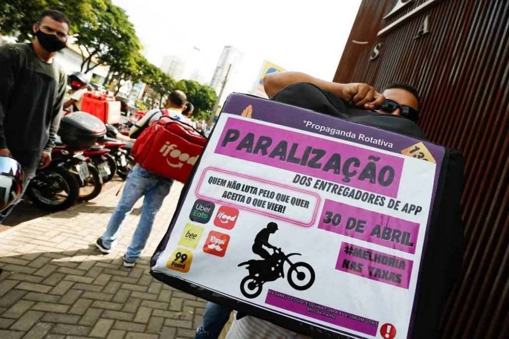 manifestação dos entregadores de aplicativo em goiânia por melhores condições e taxas de pagamento