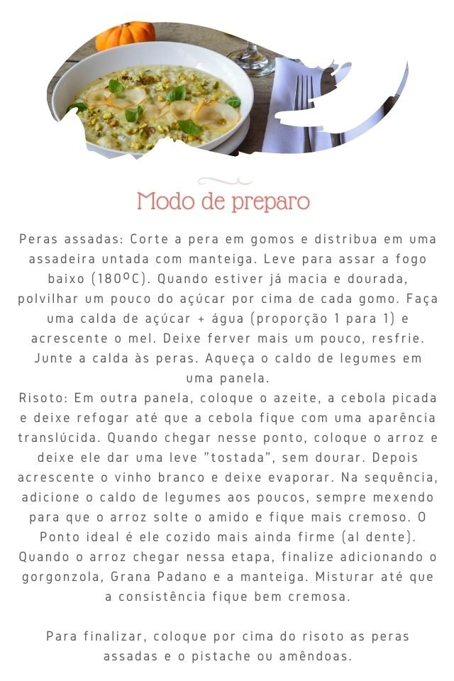 Risoto de gorgonzola com pera