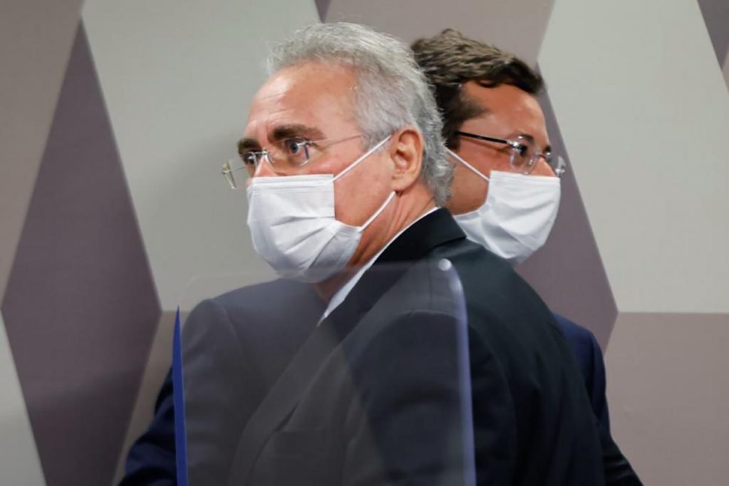 Renan Calheiros e Fabio Wajngarten na CPI