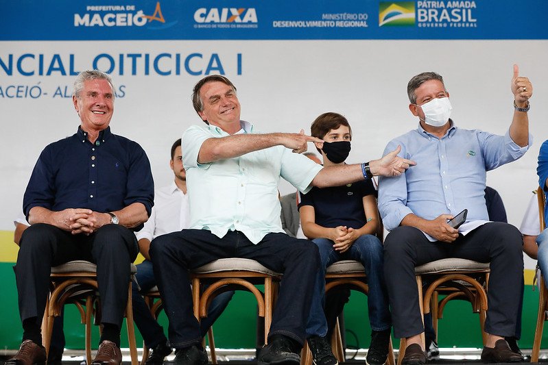 Collor, Bolsonaro e Lira em cerimônia
